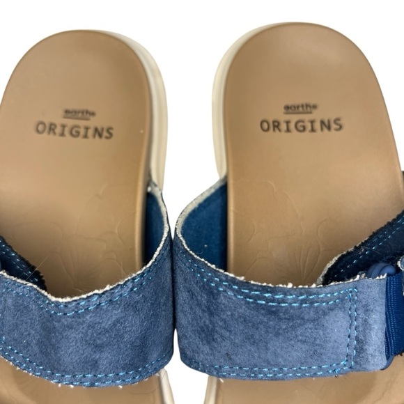 Earth Origins Vesper Slides Slip On Sandals Cushioned Casual Velcro Blue Size 8 - Picture 3 of 9